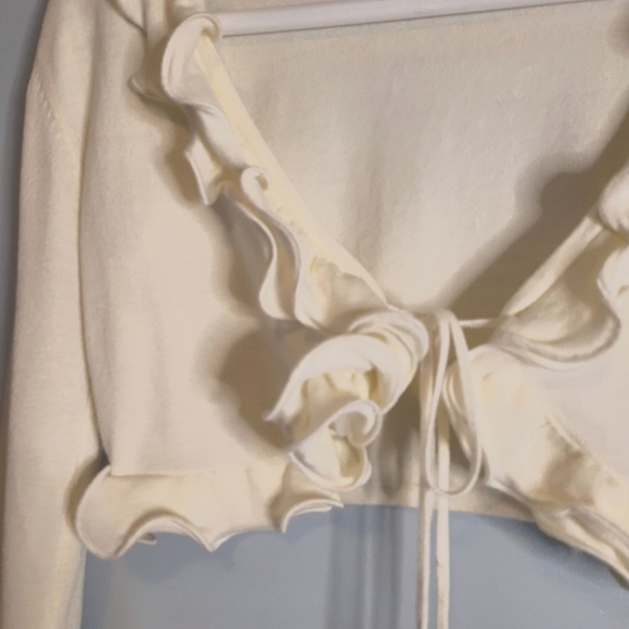 COLORI Long Sleeve Off-White Sweater with Frills Size Small - Picture 4 of 12